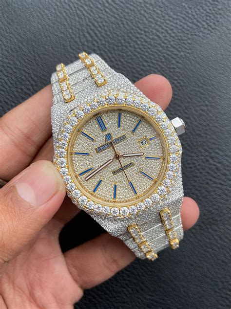 iced out diamond watch fake|best moissanite watches.